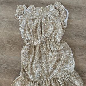 Michael Kors Beige Paisley Ruffle Sleeve Casual Dress